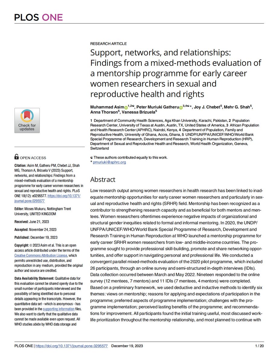 HRP (@hrpresearch) on Twitter photo Female #SRHR researchers can face challenges due to their gender—so can a mentoring programme empower them to thrive in the field?
<a href="/BrizuelaVanessa/">Vanessa Brizuela</a> & collaborators evaluated these programs to learn how to support these scientists.
The results? bit.ly/4aGApo2 Female #SRHR researchers can face challenges due to their gender—so can a mentoring programme empower them to thrive in the field?
<a href="/BrizuelaVanessa/">Vanessa Brizuela</a> & collaborators evaluated these programs to learn how to support these scientists.
The results? bit.ly/4aGApo2