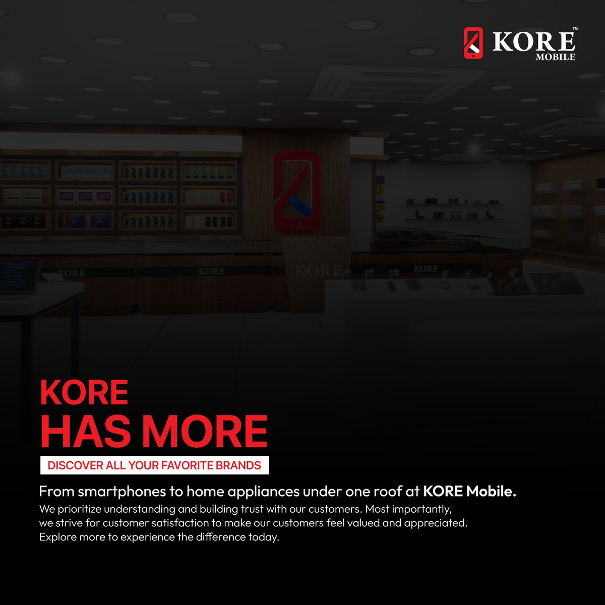 Tech paradise awaits at KORE Mobiles! 🌟 Because #KoreHasMore. Visit Kore Mobile Store to experience the difference today.  

#KoreMobileIndia #SmartShopping #KoreHasMore #TrustworthyRetail #SatisfyingExperience