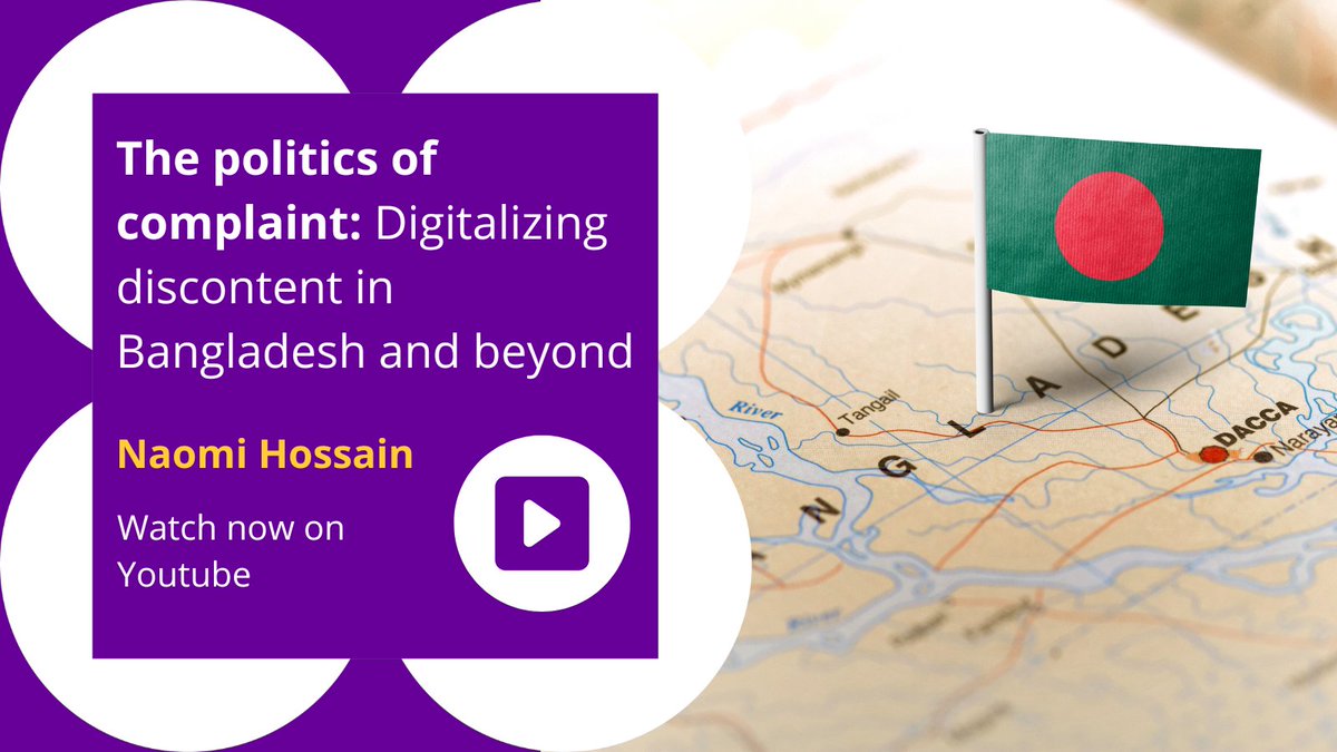 This week we hosted Naomi Hossain (<a href="/nomhossain/">Naomi Hossain</a>) from <a href="/SOAS/">SOAS University of London</a> to deliver a lecture on the politics of complaint! 💬

If you missed it, you can now watch her talk on GDI 's YouTube channel here: loom.ly/Qu8F4kc