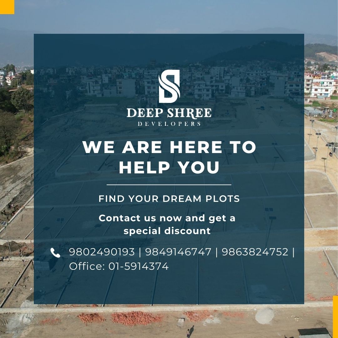 Looking for a Plot to build the house of your dreams.
Deepshree is here to help. Please reach out to us and get the best plot deals in Nepal with special offers.

#realstatenepal #deepshree #Jagganepal #jaggaatbbhaktapur #bhaktapur #kathmandu #lalitpur #realstatelife