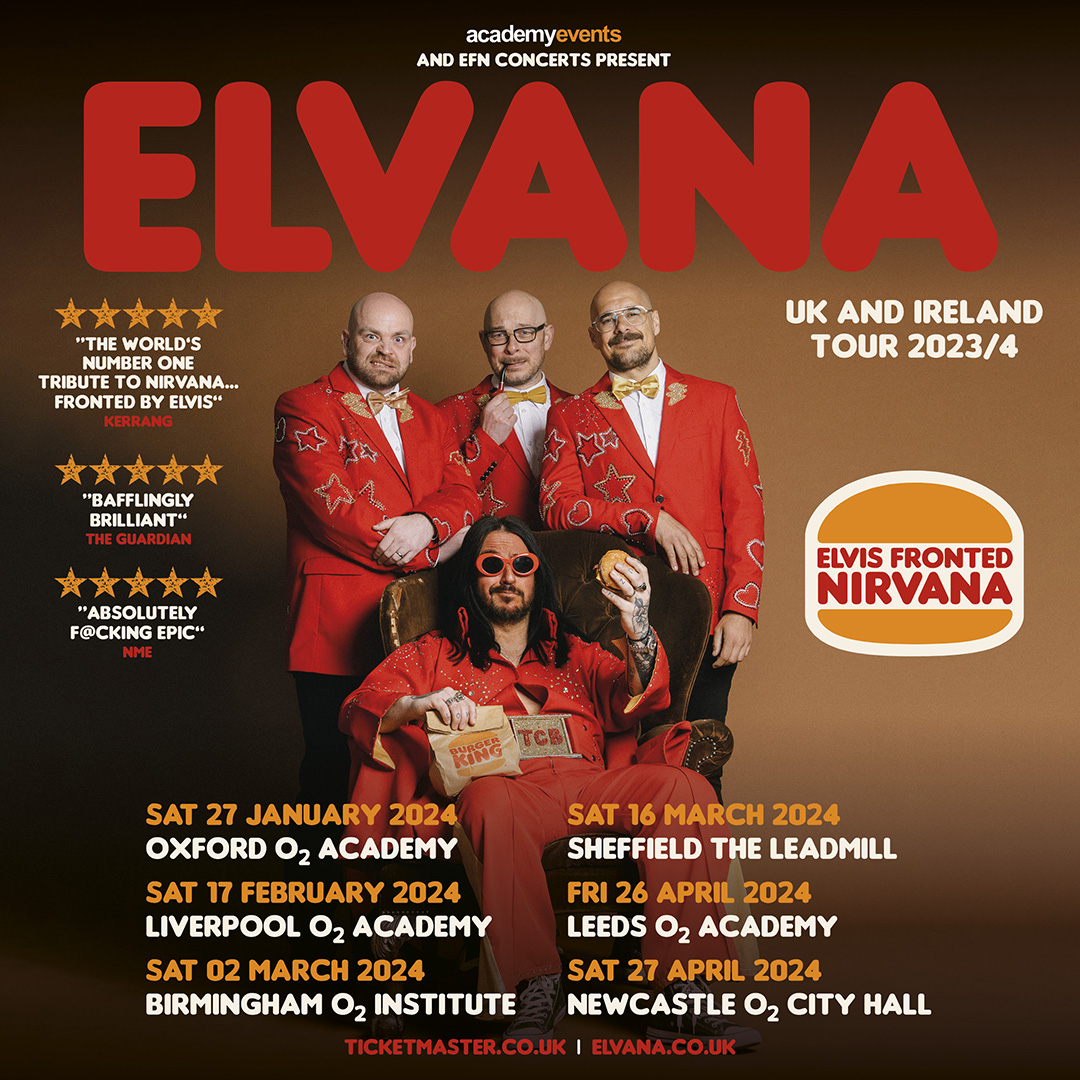 Disgraceland's finest @Elvana_elvis1 are back tonight 🎸 Rock ‘n’ roll meets grunge as Elvis fronts Nirvana. Doors at 7pm. Our usual security measures are in place - no bags bigger than A4 - please check our pinned tweet for details 🙏