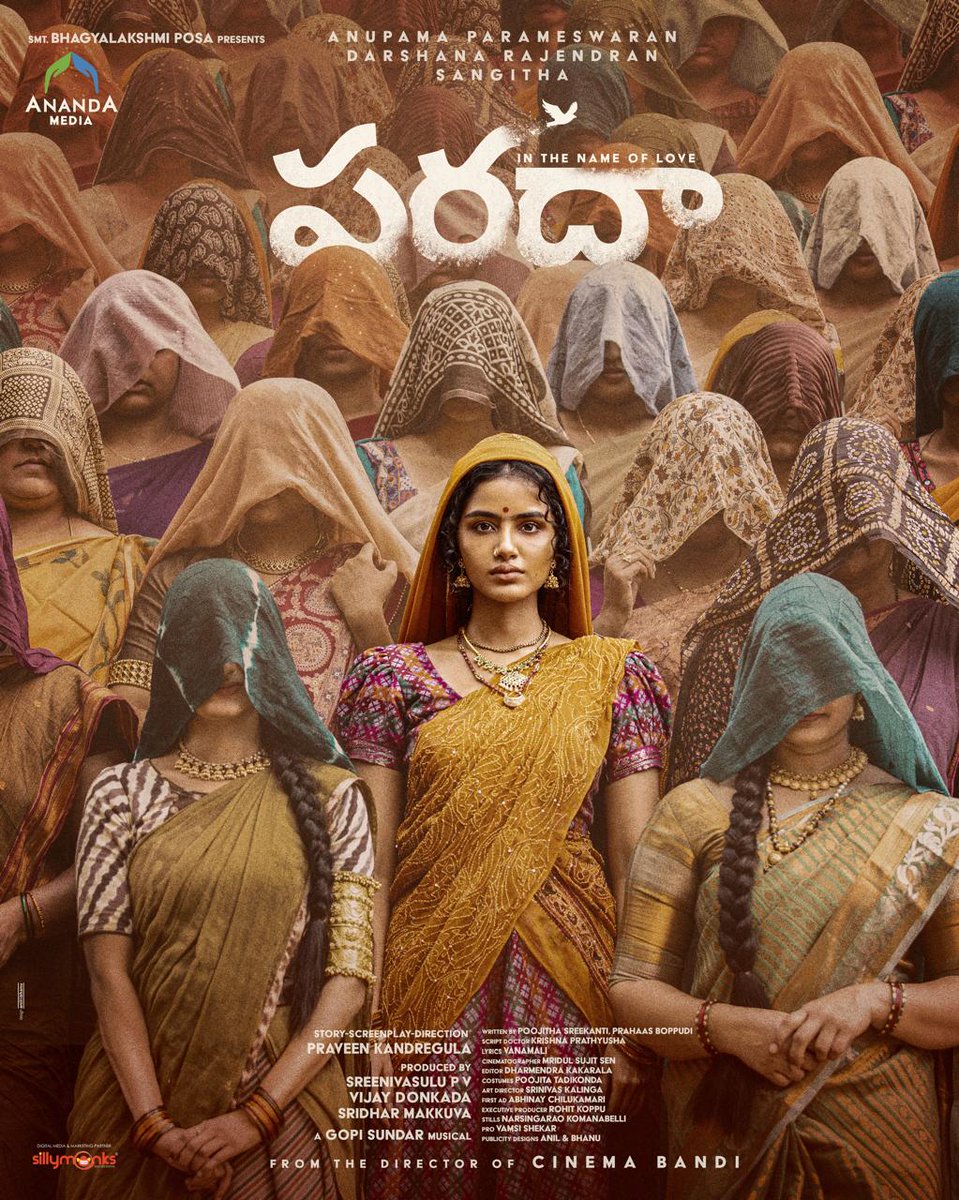 Here's presenting you all the first look & concept video of #Paradha 💕 - bit.ly/Paradha-Concep… A beautiful tale from the Director of CinemaBandi ~ @praveenfilms, Produced by @AnandaMediaOffl 🌟ing @anupamahere, @darshanarajend & @sangithakrish @VijayDonkada