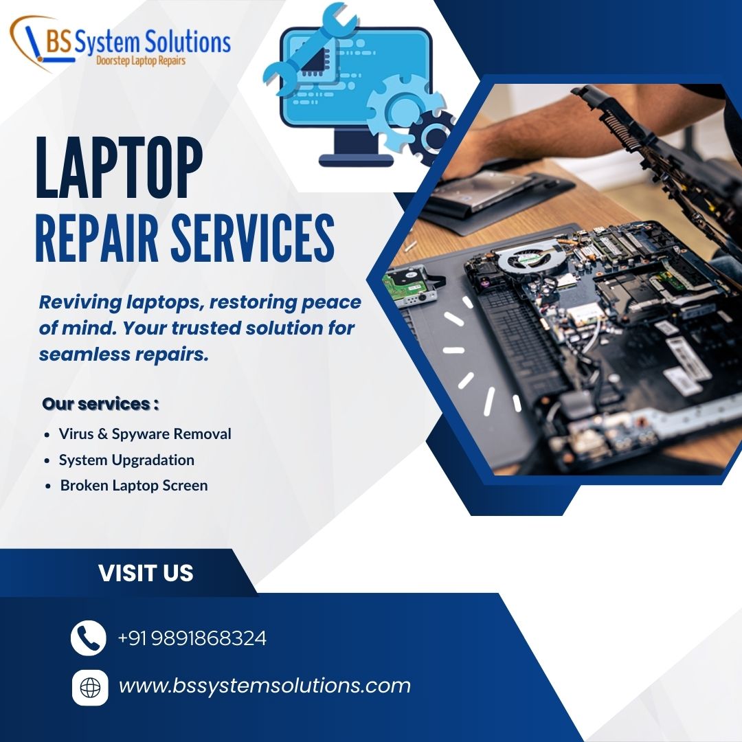 Experience excellence in laptop repairs with BS System Solutions! 💻 From virus & spyware removal to system upgrades and fixing broken screens, we've got you covered. 
Call us +91-9891868324 
Visit bssystemsolutions.com  
#LaptopRepair #TechExperts