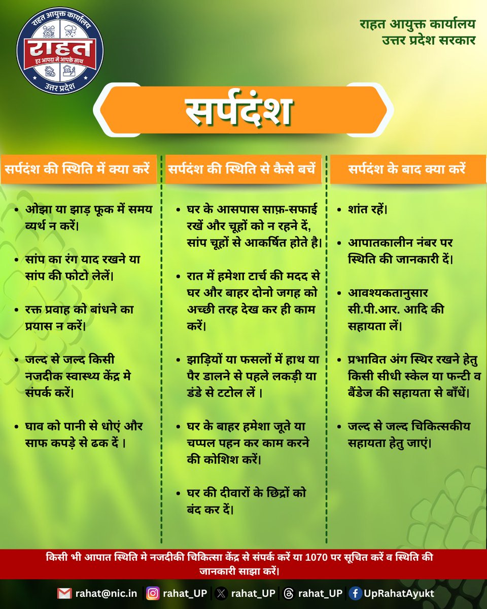 'सर्पदंश से बचे, सुरक्षा को बढ़ाएँ!' . . आइए हम सब मिलकर जागरूकता फैलाएँ और अपने बच्चों को साँप के काटने के खतरों से बचाएँ। यह सिर्फ़ उनकी सुरक्षा के बारे में नहीं है, बल्कि उनके परिवारों के लिए भी मानसिक शांति सुनिश्चित करने के बारे में है। जागरूकता बढ़ाने और अपने प्यारे