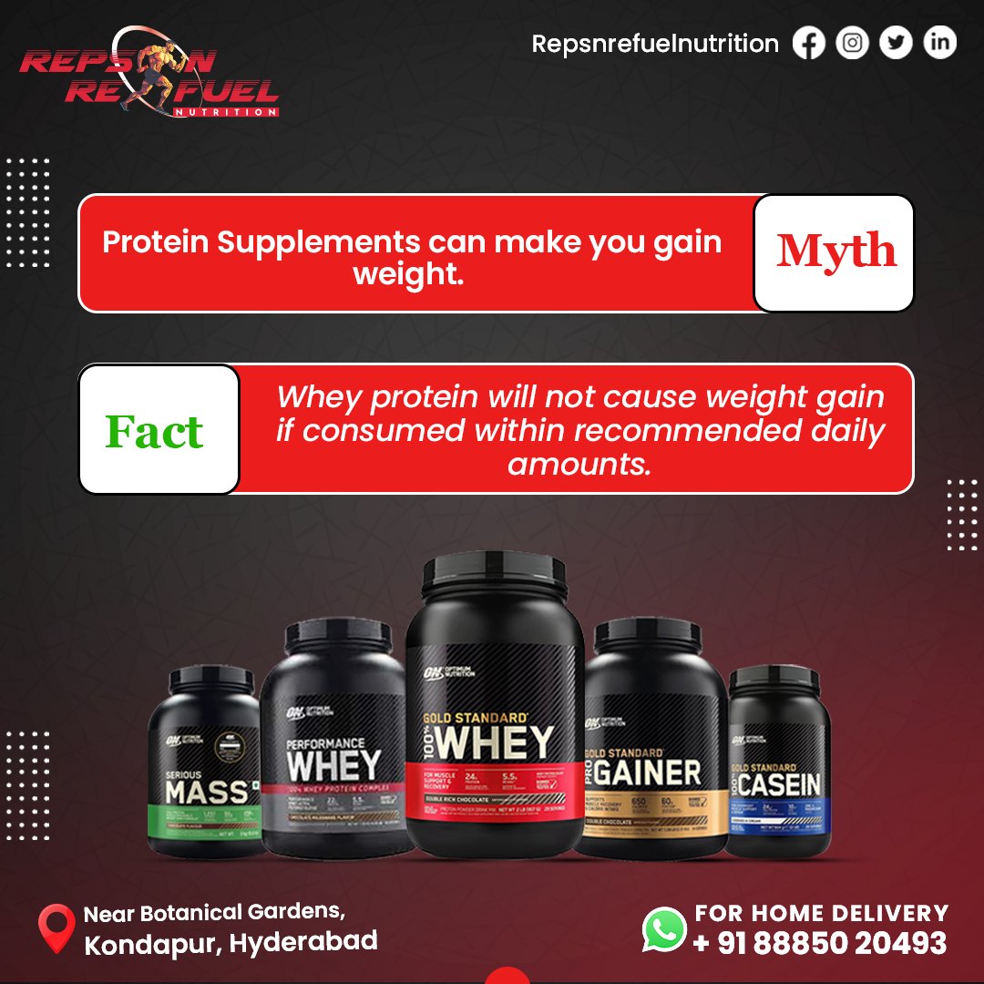 Fact check : Whey protein won't cause weight gain when taken in recommended doses. So, sip smart and reach your fitness goals without worry!

#wheyprotein #proteinsupplements #fitnessnutrition #musclebuilding #workoutrecovery #nutritionstore #supplementshop #fitnessfuel #gymlife