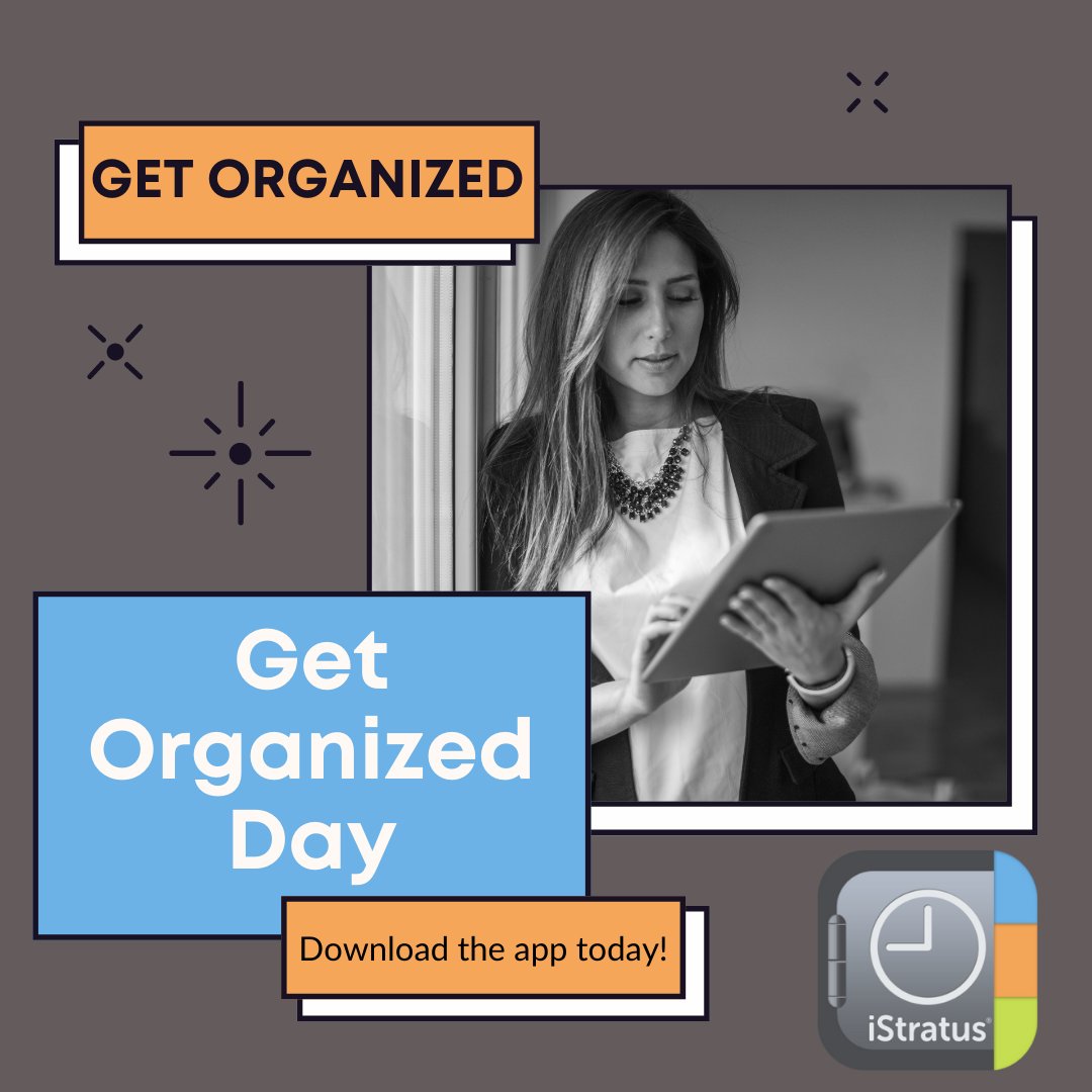 Celebrate #GetOrganizedDay with iStratus! Our app was created to help you get and stay organized.

#GetOrganizedDay #OrganizationalApp #OrganizingTips #iPhoneApp #iStratus #ManageMyLife #MomLife #BusyMomLife