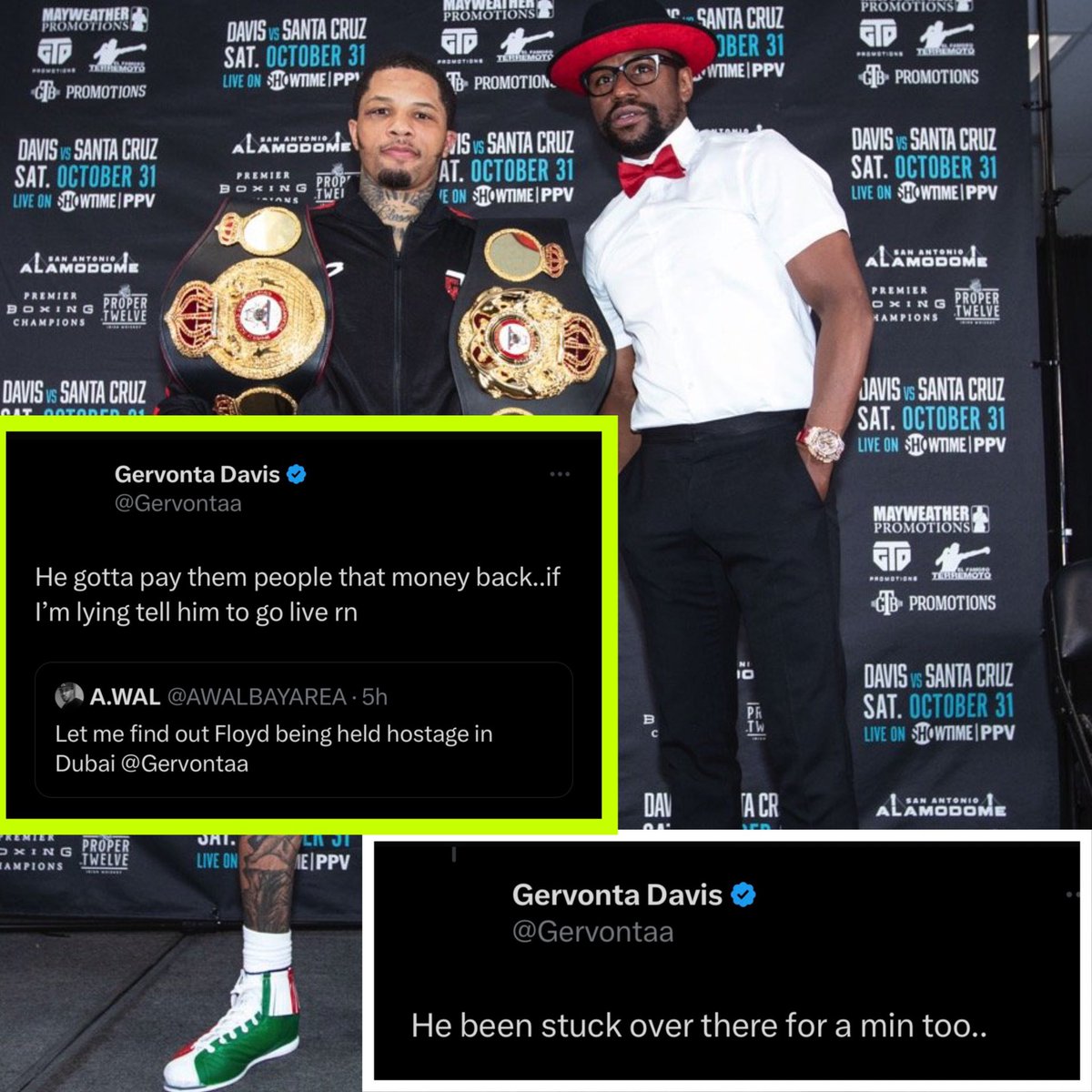 Gervonta Davis claims that Floyd Mayweather can’t leave Dubai.

#fightclub247 #boxing #fighter #champion #forthefans
