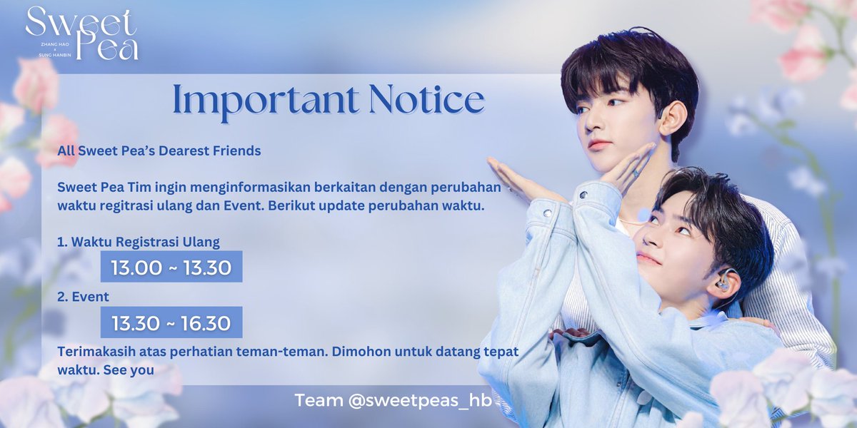 ❀ 𝑺𝒘𝒆𝒆𝒕 𝑷𝒆𝒂 ❀

ᯓ★ 𝙄𝙢𝙥𝙤𝙧𝙩𝙖𝙣𝙩 𝙉𝙤𝙩𝙞𝙘𝙚 ★ᯓ

#SweetPea_HaoBin #BloomingwithHaoBin 
#결국_우리는_운명이다