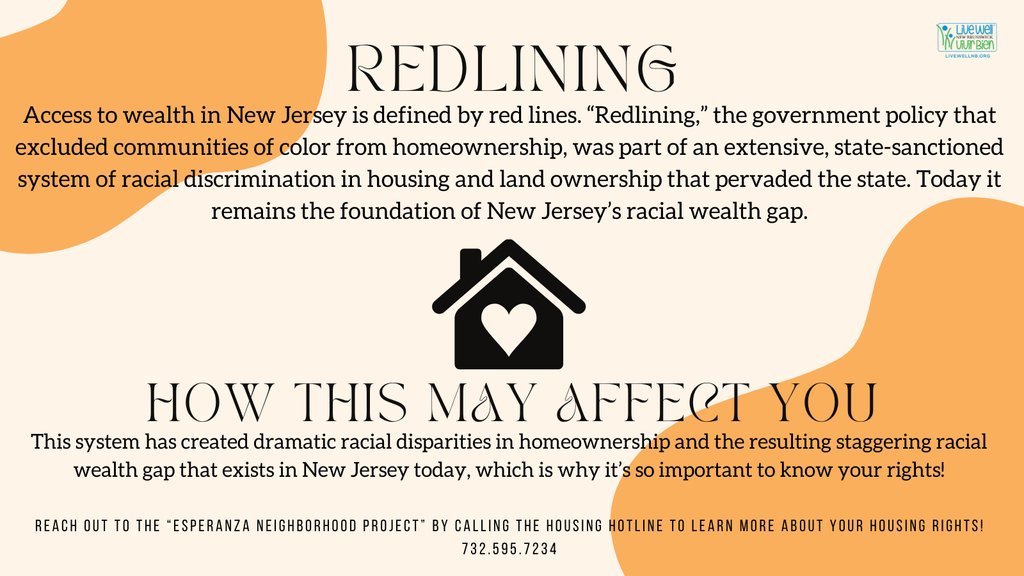 The “Redline” is the base of the wealth gap in New Jersey, which is why it’s so important to know and understand your rights. Being educated gives you power! #redline #housing #livewellnb #newbrunswicknj #wealthgap #knowyourrights #healthyhousing