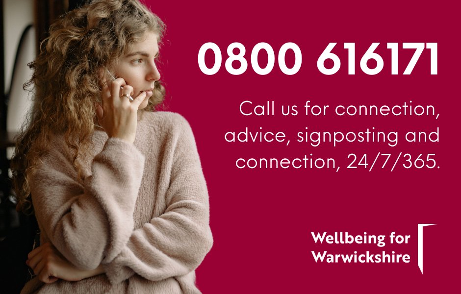 Are you feeling low, anxious, or stressed? Call the Coventry and Warwickshire Mental Wellbeing Line 24/7/365 for connection, advice, information and signposting to other services. Find out more here bit.ly/3D5nCh4