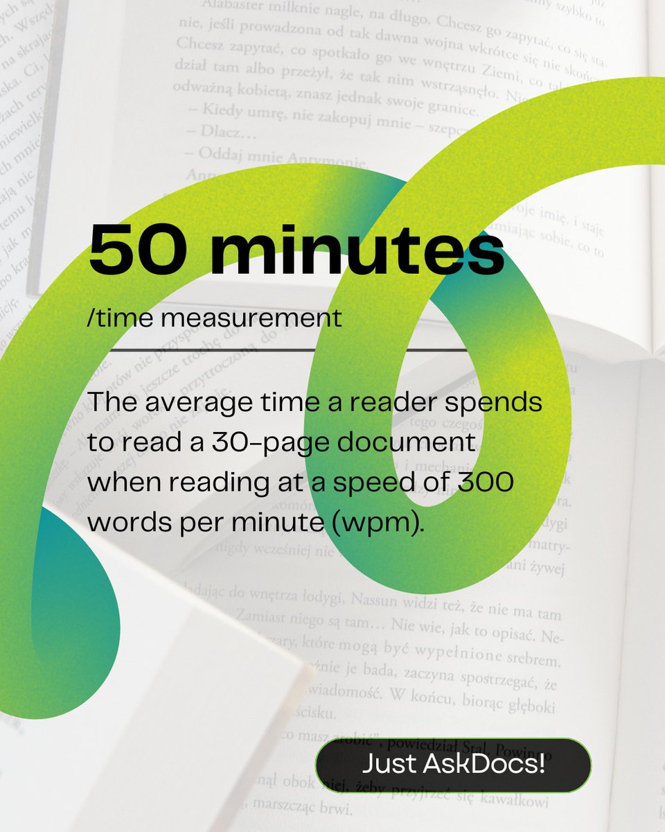 Did you know? The average reader spends 50 min to read a 30-page doc. At AskDocs we know your time is precious, so we built an AI assistant that can extract key information from your docs in seconds. Chat with us and let's make your life easier! 
#AskDocsAI #TimeSaving #Reading