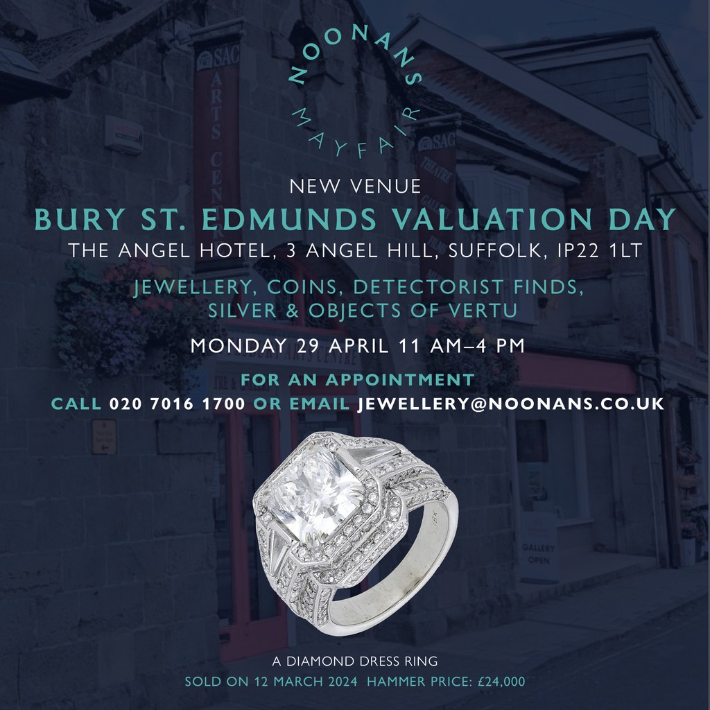 NEXT WEEK! #JEWELLERY #COINS #DETECTORISTFINDS #SILVER #OBJECTSOFVERTU #VALUATIONDAY #BURYSTEDMUNDS The Angel Hotel, 3 Angel Hill, Bury St Edmunds, Suffolk IP22 1LT Monday, April 29, 2024 11 am - 4pm Please ring for an appointment noonans.co.uk/news-and-event…