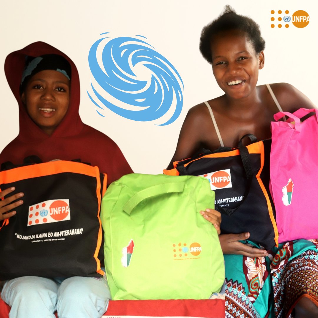 Braving the storm: A tale of resilience with cyclone 🌀#Gamane sweeping across northern & some regions of Mdg🇲🇬. 📸Angela & Evelyne, like many others, continue their journey to the maternity ward armed w/ individual delivery & dignity kits from @UNFPA. #Resilience #LNOB