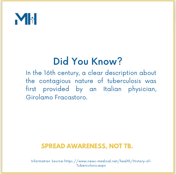 Every two weeks,  we like to share an interesting #fact about #tuberculosis with you!

#StopTB #EndTB #raisingawareness #awareness #publichealth #health #healthcare #infectiousdiseases #InvestToEndTB #InvestInTB #education #learning #history #community #treatment #cure #reseach