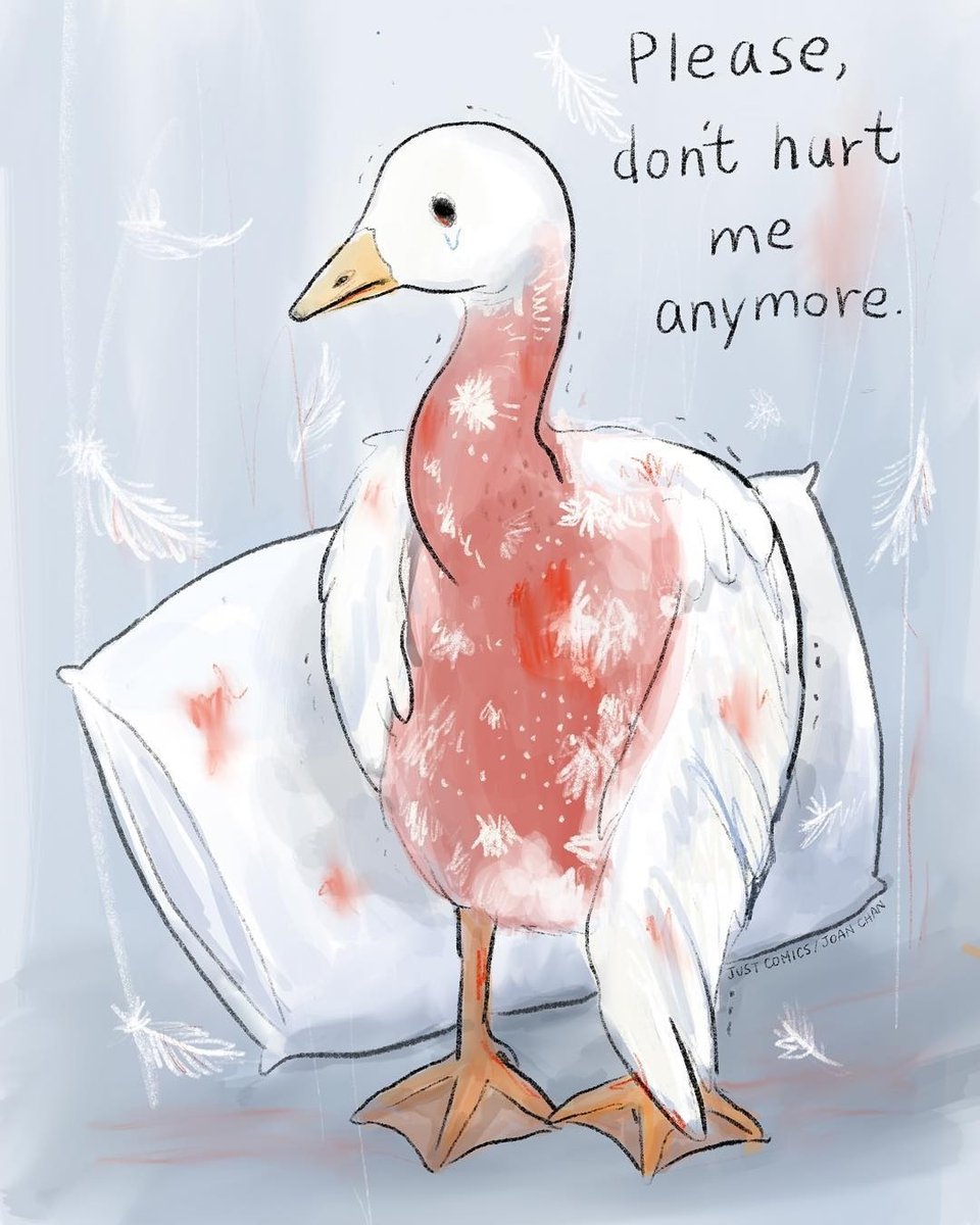 Please don’t buy down. 💔⁠

👉 Help Take Action for Animals: veganfta.com/take-action
⁠
🎨 by 'justcomics_official⁠' on IG
⁠
#illustration #geese #down #vegan #crueltyfree #crueltyfreefashion #veganart
