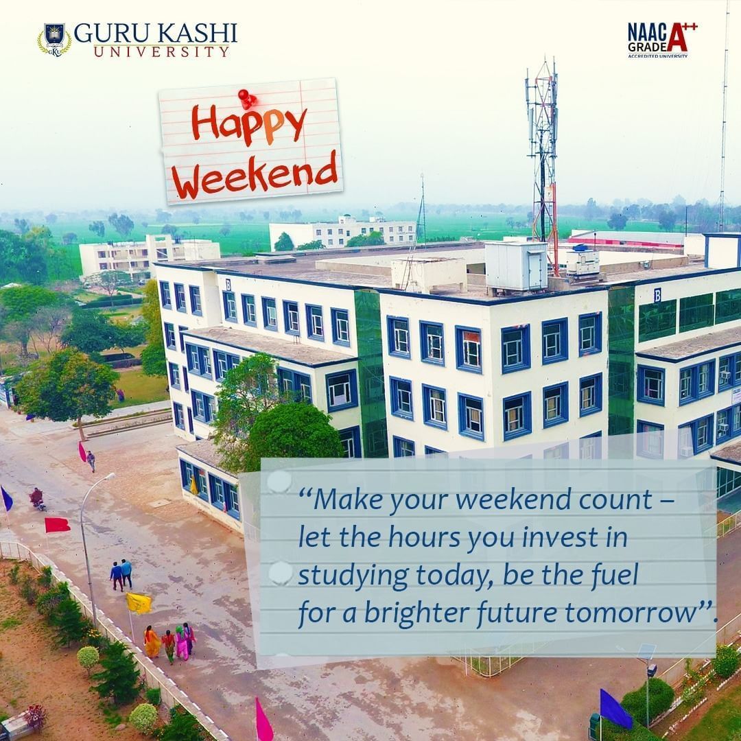 Cheers to the weekend, campus vibes, and the freedom to unwind! 🌟 Embracing the joy of a well-deserved break. Happy weekend, fellow university warriors! 📚✨#Gurukashiuniversity #GKU #WeekendJoy #StudentLife #CampusChill #HappyWeekend #ChillModeOn #WeekendVibes #StudentHappiness
