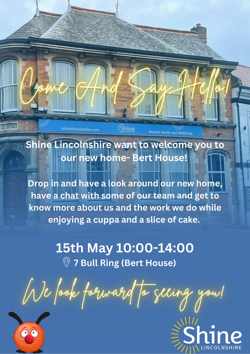 👋Come and see us at our new home!! 👋

Pop in for a cuppa, piece of cake and a natter!

🗓 15th May
⏰10am-2pm
📍Bert House, 7 Bull Ring, Horncastle. LN9 5HX

🧡

#celebrate #community #lincolnshire