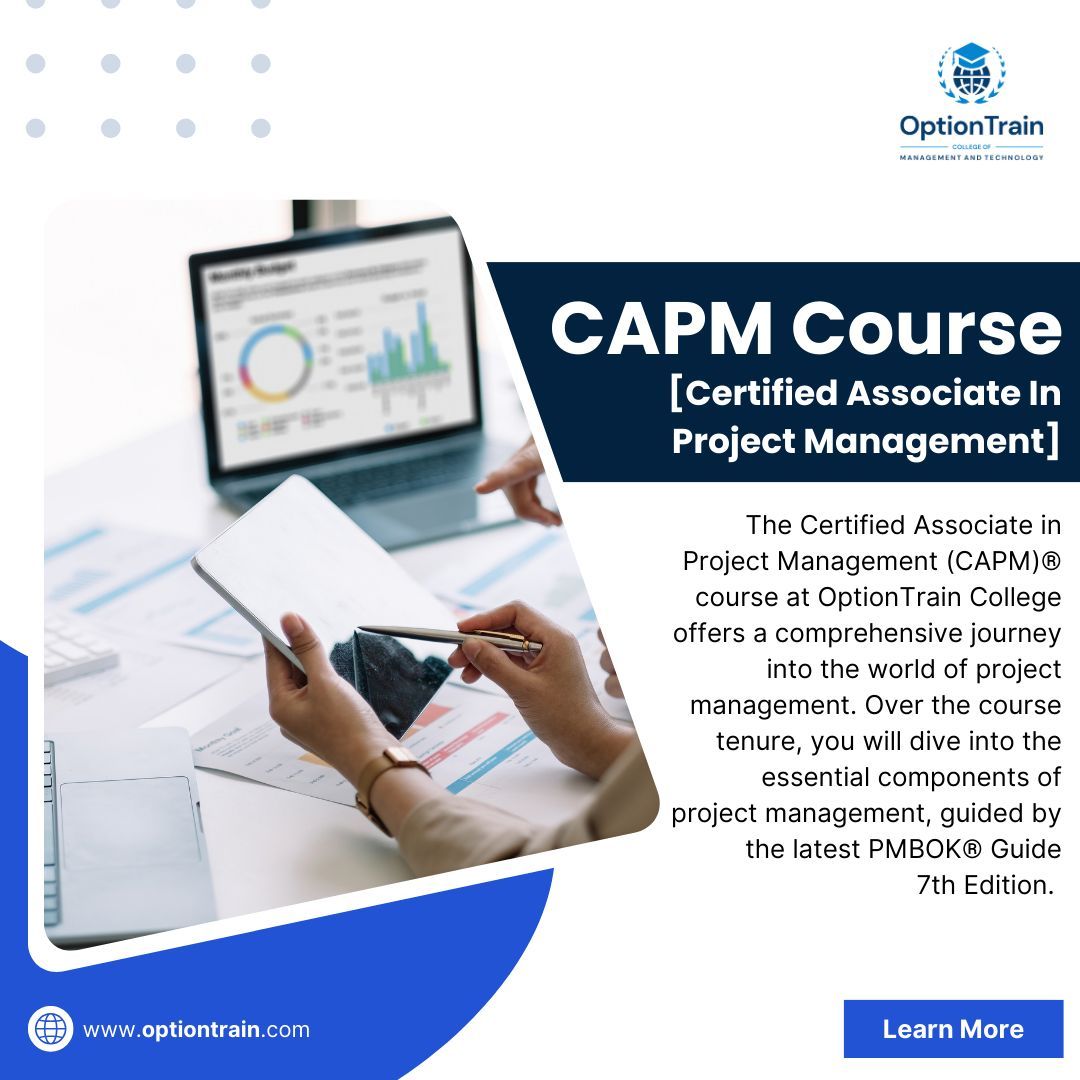 Certified Associate in Project Management (CAPM)® course at OptionTrain College.

👉 Your path to professional excellence: optiontrain.com

#CAPM #projectmanagement #postgraduate #careerpath #certification #internationalstudent #admissions #collegemanagement #optiontrain