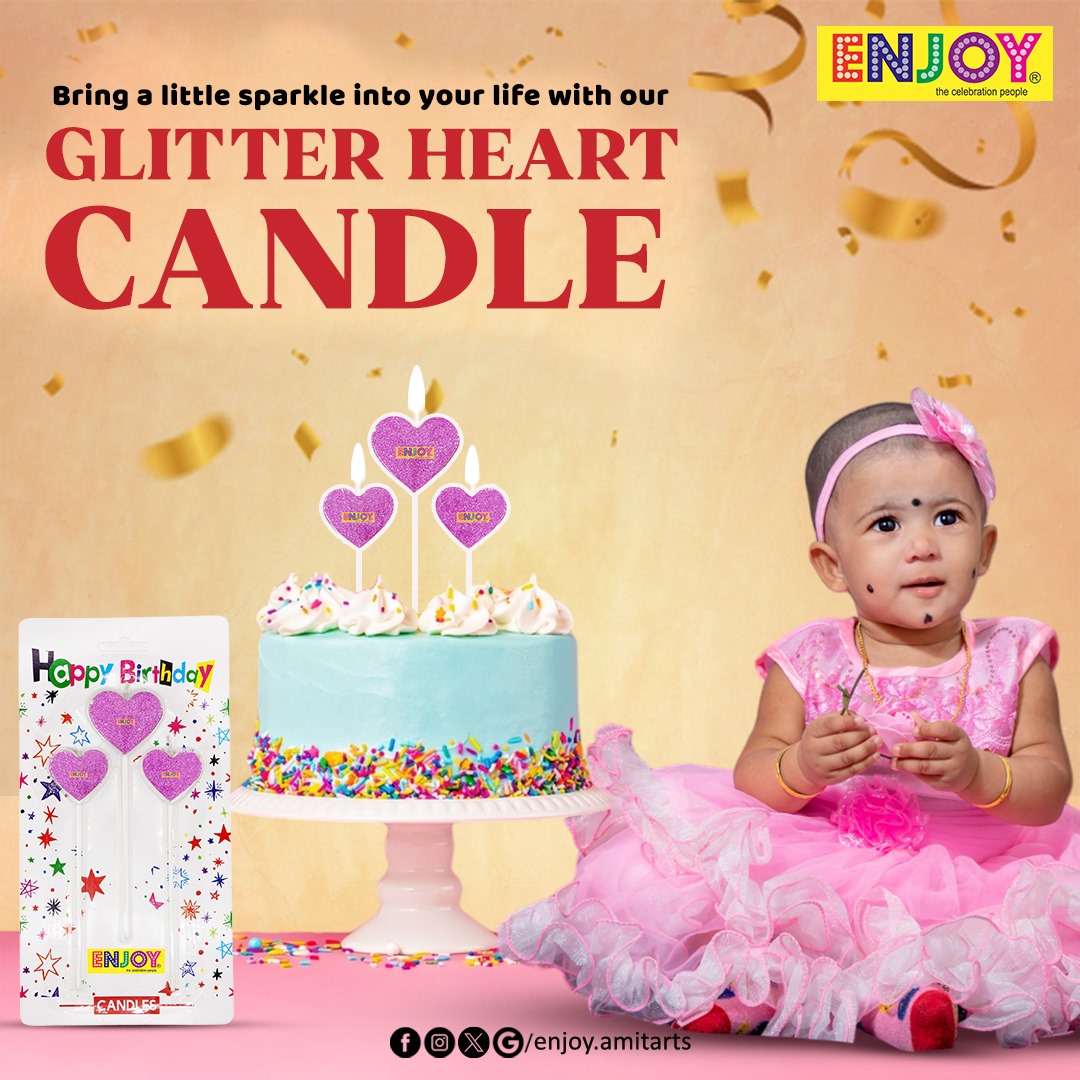 Elevate your decor with the elegance of #Enjoy Glitter Heart Candle.

#enjoybyamitarts #party #glitterheartcandle #poppers #partypoppers #partyitems #partyarticles #birthdays #confetti #fun #enjoyment #partyhats #hats #celebrations #decor #decoration #viral #viralpost #instagood