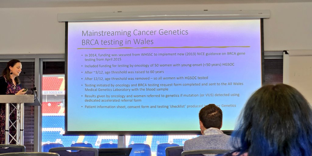 A great presentation from Dr Rachel Jones @SwanseabayNHS on Genomic testing & ovarian cancer treatment at today's @WalesCancerNet Genomics Education Event #CancerNetworkGenomics @MedGenWales @GenomicsWales