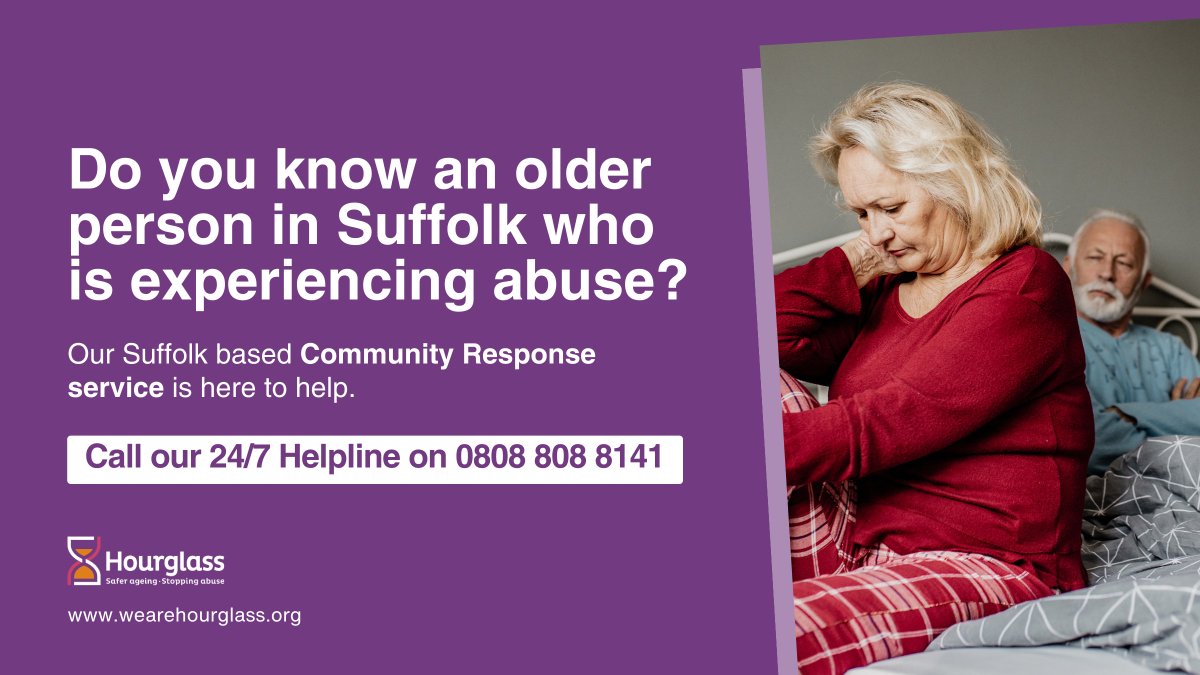 #DidYouKnow that we offer local support in the Suffolk area? Part of our #CommunityResponse model, we provide end-to-end support from prevention, intervention and recovery from abuse. If you need to raise a concern about an older person, call our 24/7 helpline on 0808 808 8141.