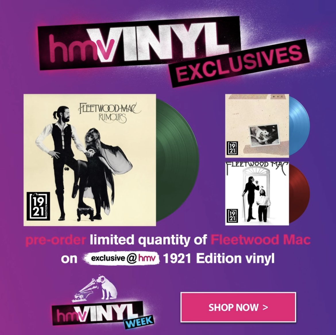 🎵 VINYL WEEK IS COMING THIS JUNE 🎵 hmv Vinyl Week is getting closer now with titles being revealed on May 15th! Exclusive @fleetwoodmac vinyl are already available to preorder now via our webstore link below: hmv.com/store/promotio… #hmvvinylweek #hmvexclusive #1921Records