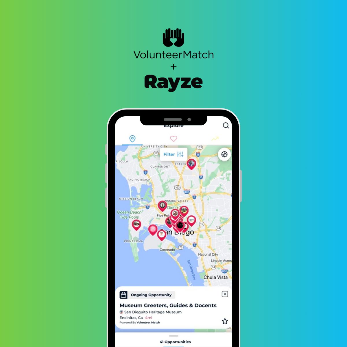 Repost from VolunteerMatch: Looking for a way to give back near you? Do good on the go with the new Rayze App map feature powered by VolunteerMatch! 🌎 #Volunteer #Youthvolunteering #Community #Rayze #VolunteerMatch