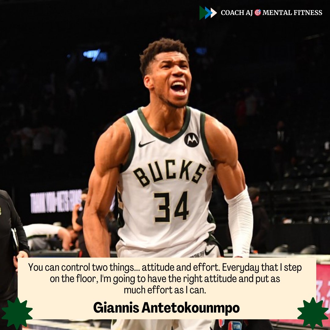 Giannis Antetokounmpo said, 'You can control two things... attitude and effort. Everyday that I step on the floor, I'm going to have the right attitude and put as much effort as I can.' Focus on what you can control today. You can't always control external events, but you can…
