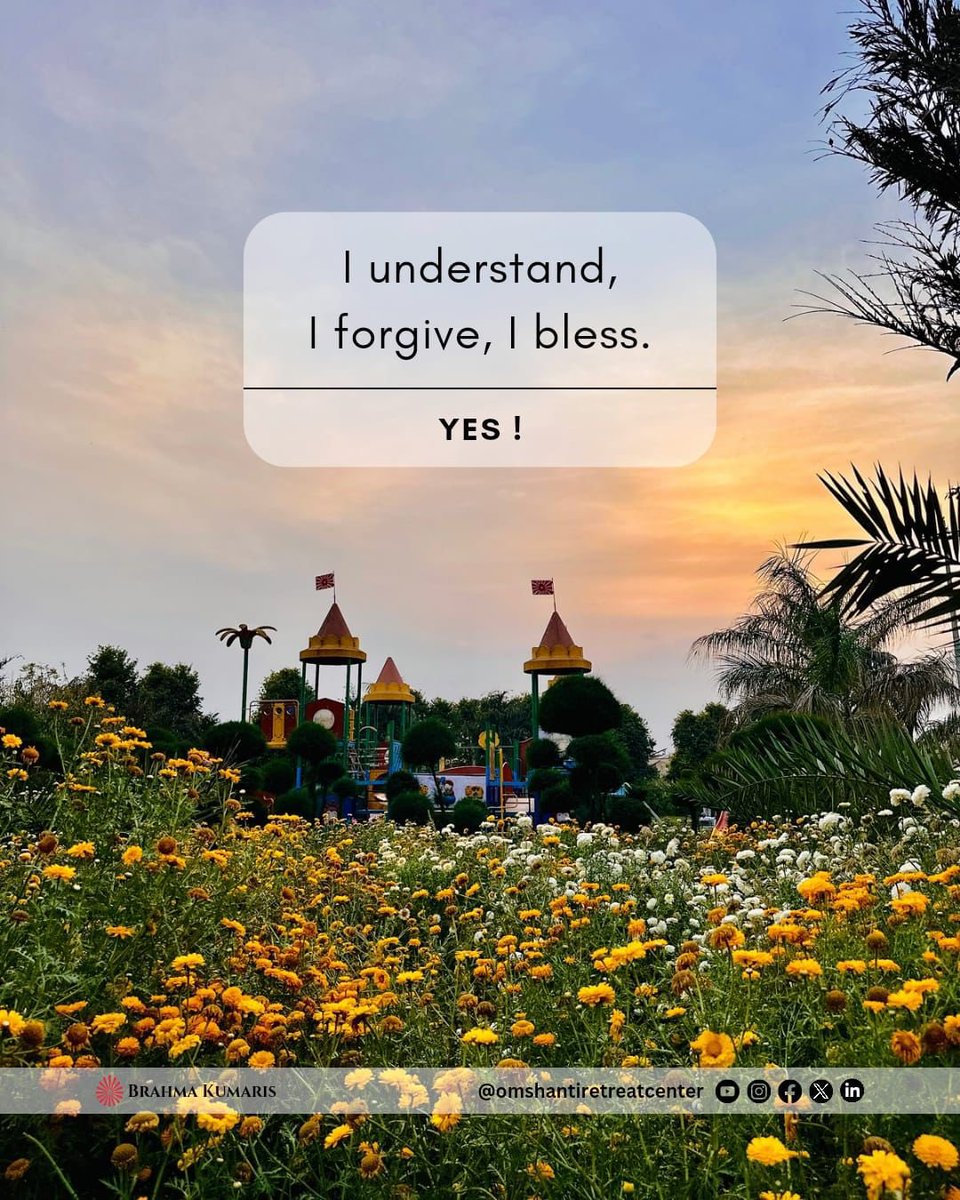 Embracing the power of understanding, forgiveness, and blessings. Let go, forgive, and spread positivity today! Follow us @OMSHANTIRETREAT for daily wisdom! #Understanding #Forgiveness #Blessings #omshanti #brahmakumaris #omshantiretreat
