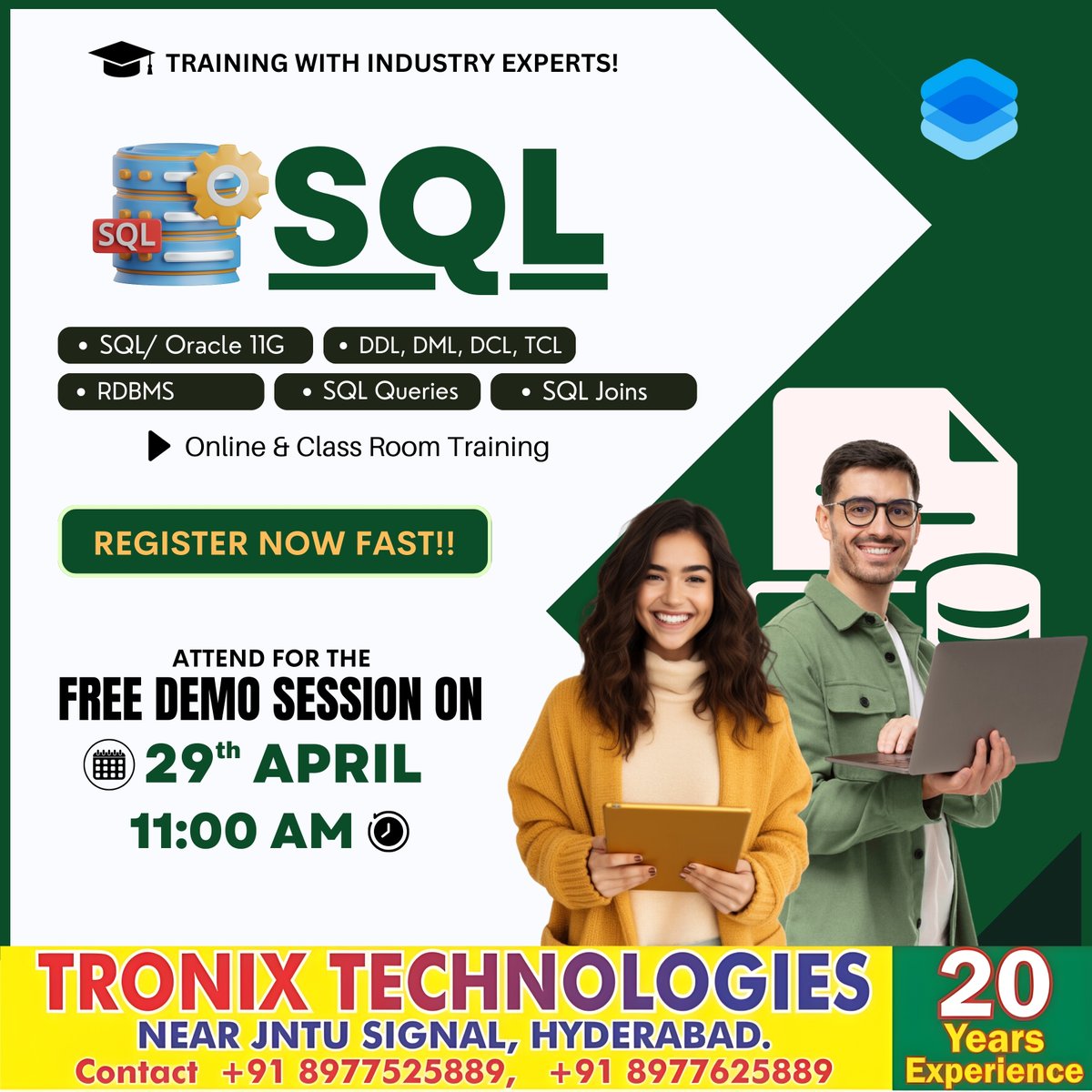 Don't Miss Out this Opportunity!
#SQL #sqltraining #sqldba #sqlonlinetraining #sqlonlinecoaching #tronixtechnologies #softwaretraininginstitute #education #learining #bestsoftwaretraininginstitute #onlinelearning #onlinelearningcourses