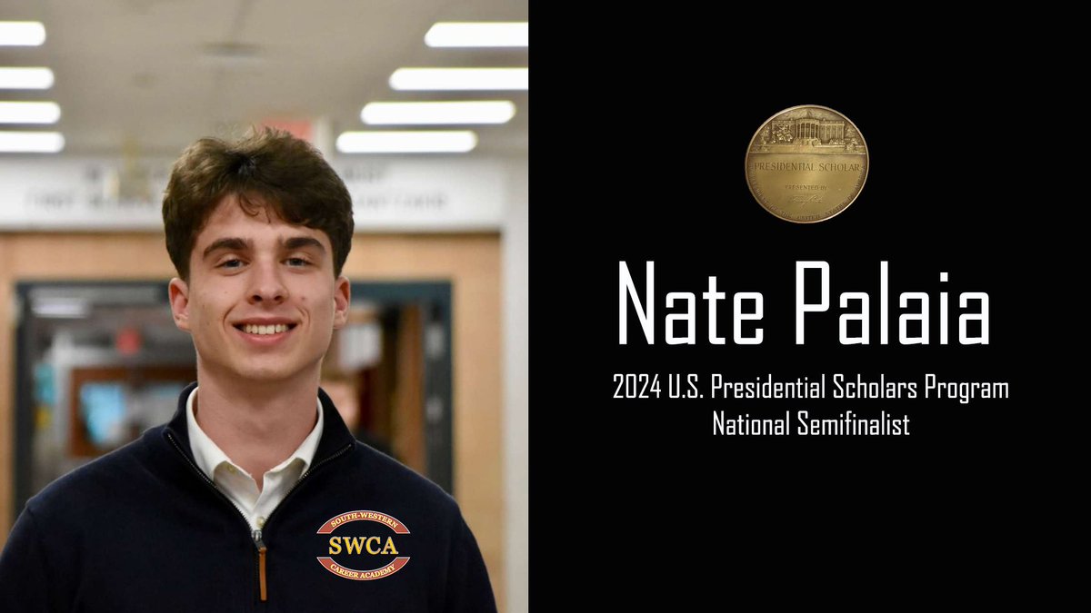 He is moving on! ➡️ Congratulations to @SWCA_Careers senior Nate Palaia who has advanced as a National Semifinalist for the 2024 U.S. Presidential Scholars Program. Inclusion in the U.S. Presidential Scholars Program, now in its 60th year, is one of the highest honors bestowed…