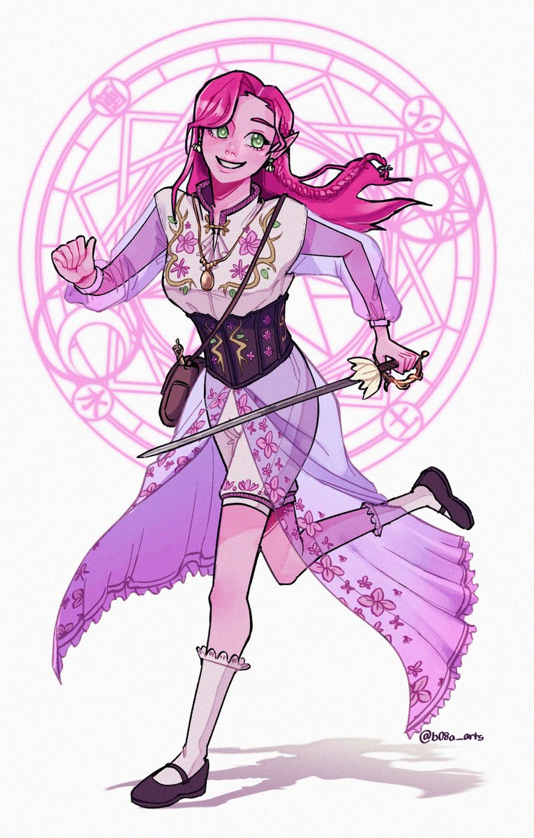 Melody Fae ✨🌸 My spring eladrin bard for an upcoming DnD oneshot I'm joining in :)) She is very bby girl 💜