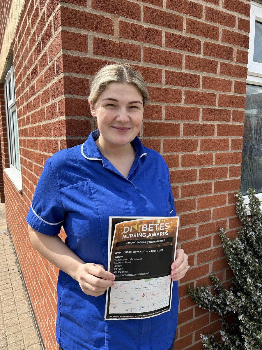 Massive Congratulations to a wonderful nurse and colleague Grace who has made the final shortlist for @DiabetesNA 👏🥳 Roll on June for the awards ceremony! @Leic_hospital @LDC_tweets