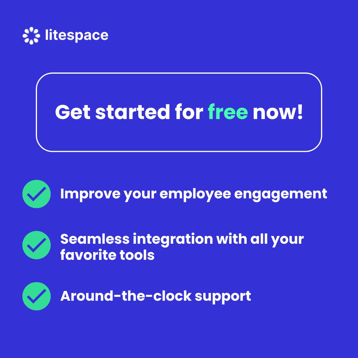 Ready to boost employee engagement? 🚀 Get started for FREE and see why we're rated 4.8/5 stars. Seamless tool integration + Around-the-clock support. 

Try it now!

#Litespace #EmployeeEngagement #HR #CompanyCulture