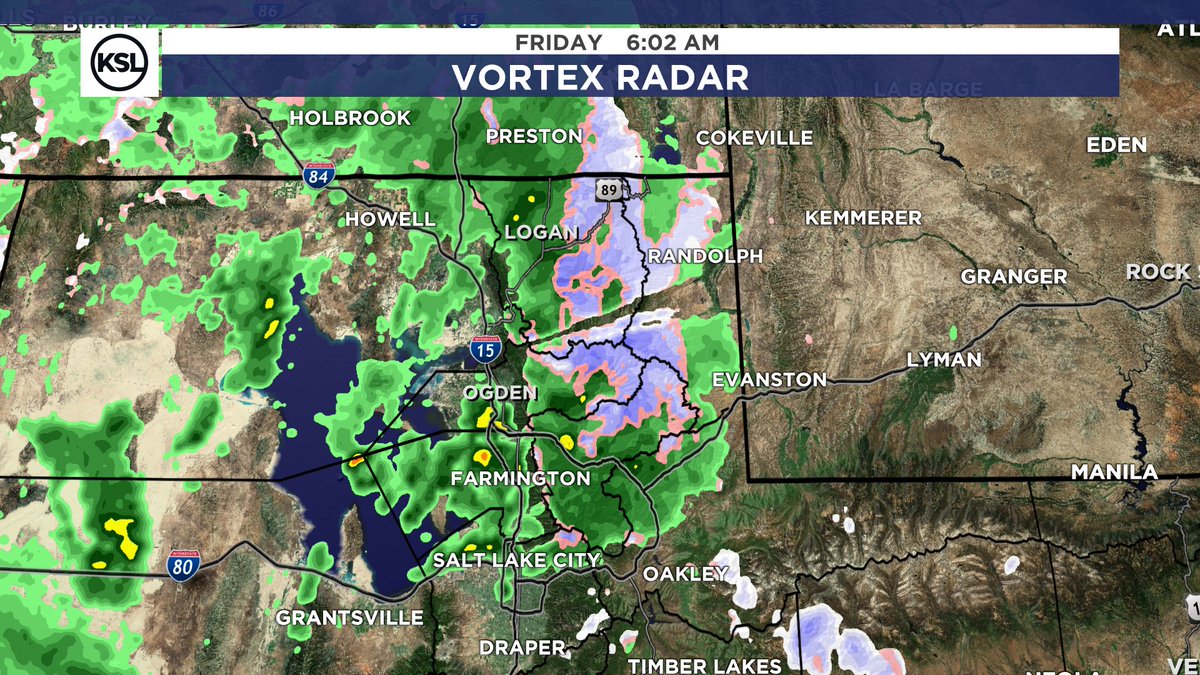 A wet morning commute for SLC north. We're talking weather and what to expect for your weekend on @KSL5TV. Join us! #utwx 🌧️🚗