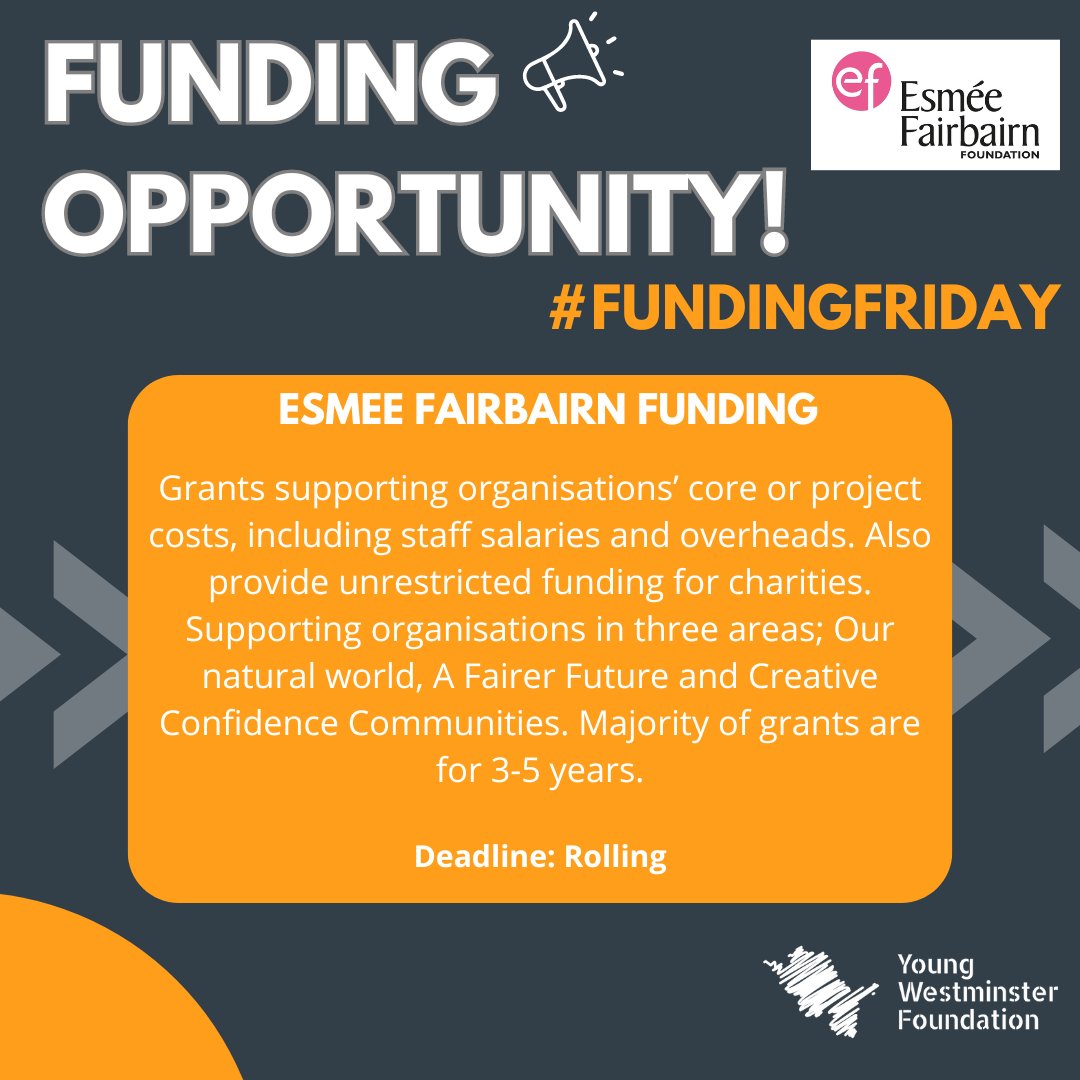 Happy Friday! ☀️ Looking for funding? Check out this opportunity for grants supporting core or project costs. Esmee Fairbairn Foundation offers funding in three key areas. Take the eligibility quiz - ow.ly/uCQ450RoRkZ #FundingFriday