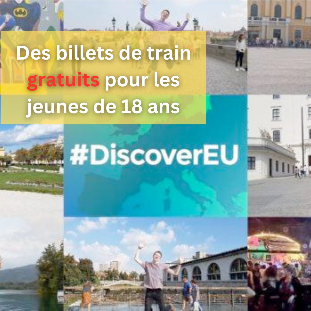 #Jeunes. Vous avez 18 ans et rêvez de découvrir l'Europe ? Postulez pour recevoir des billets de train gratuits dans le cadre du programme européen #DiscoverEU : youth.europa.eu/discovereu_fr 
▪️Date limite de dépôt de candidatures : 30 avril 2024 à  12h 
▪️Jeunes de 18 ans nés entre…