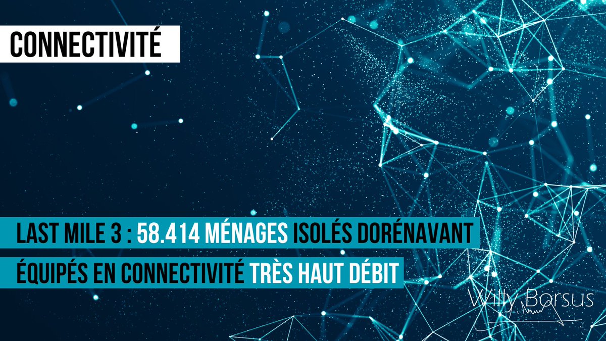 Last Mile : une action qui va permettre, à terme, d’équiper et connecter 58.414 ménages en Wallonie en Très Haut Débit. Un enjeu crucial pour notre développement et les citoyens impactés par des déficits de connectivité. borsus.wallonie.be/home/communiqu…