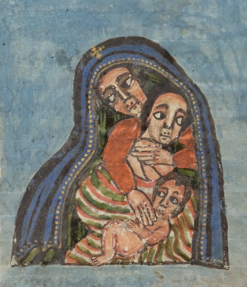 'You are the foundation of the whole world, you who became the dwelling-place of the Great and Most-High God – have mercy on me and overshadow me with the shadow of your garment!'

Ethiopia, 19th c.   #StMary #mother #saatat #geezliterature #africanart