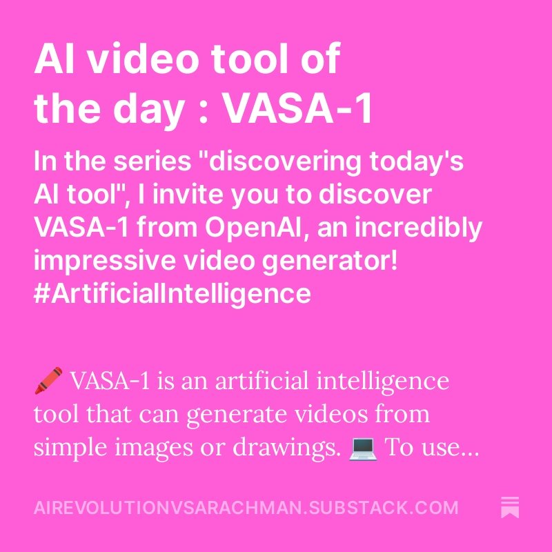 #Ai video tool of the day : #Vasa1