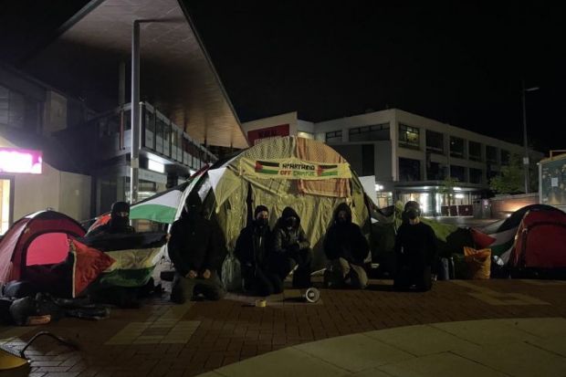 Students occupy @uniofwarwick piazza over university’s “Israel ties”: action to coincide with open day comes after widespread unrest on US campuses. @paddywjack reports bit.ly/4aO5SVt