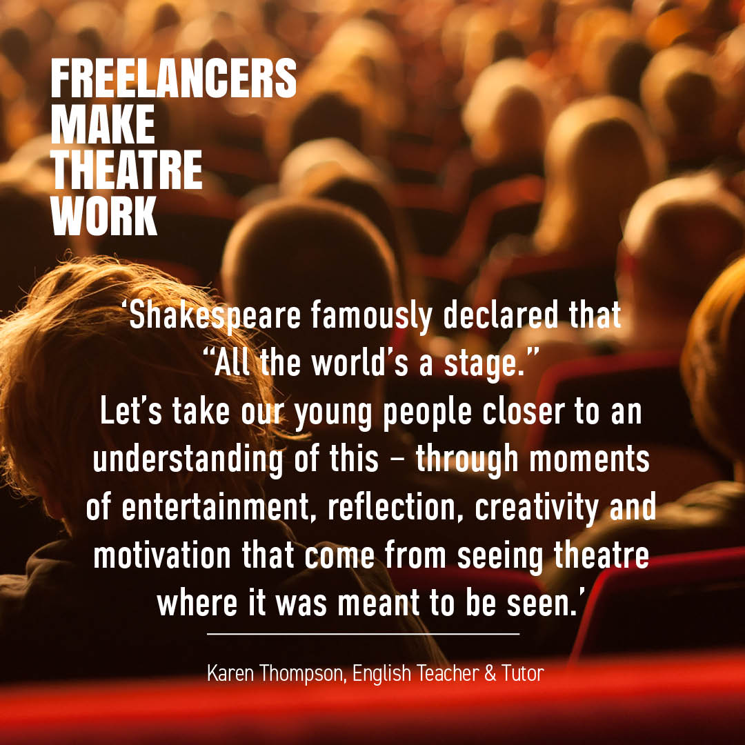 A fantastic blog from teacher and tutor Karen Thompson on the transformative power of theatre in education and how performance brings texts to life, sparks conversations and creates a complete educational experience. uktheatre.org/theatre-the-co… #FreelancersMakeTheatreWork