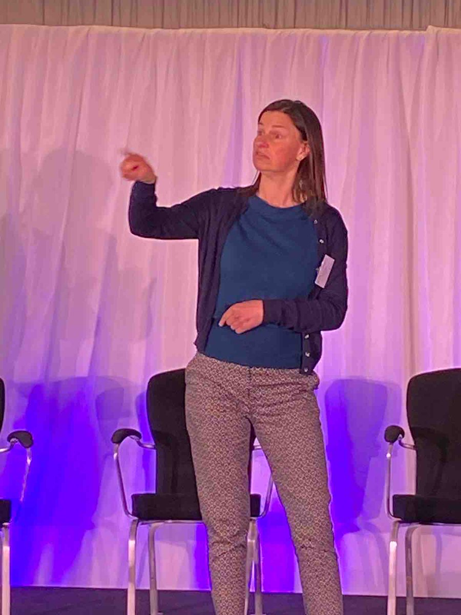 “We need to support mental health for d/Deaf children from the get go.” - Dr Katie Rogers. Dr Katie Rogers from @UoMSORD is giving a presentation about Deaf children & young people and mental health wellbeing at the #BDAConference2024 #BDA #BSLinourhands