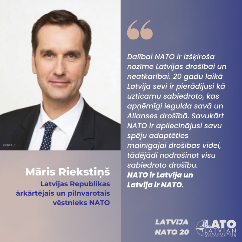 🇱🇻 veiksmīgā interešu pārstāvniecība NATO ir viens no faktoriem, kas ir ļāvis mums kļūt par vienu no NATO dalībvalstīm. Māra Riekstiņa zināšanas un pieredze ir spēlējušas nozīmīgu lomu Latvijas vārda izcelšanā, gan tad, kad Latvija bija iestāšanās procesā NATO, gan arī šodien.