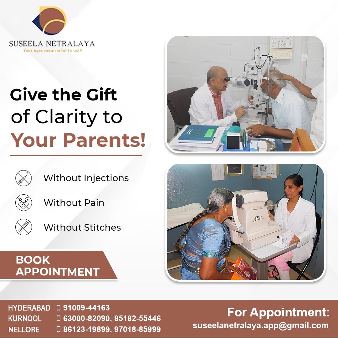 Clear Vision, Bright Futures: Gift Your Parents the Joy of Clarity with Our Eye Hospital's Expert Care.

 #ClearVision #eyecareprofessionals #contactlens #LiveFully #CataractAwareness #eyecaretips #heathyeyes #LASIKSurgery #SuseelaNetralaya #LASIK #cataractsurgery #HealthySleep