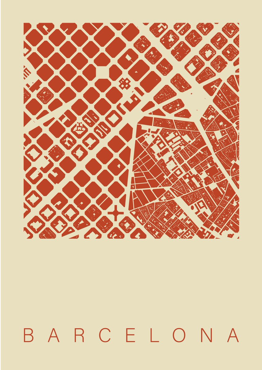 Barcelona's urban grid is really unique!  

Check out products based on this design, including 
- Phone cases 
- Shirts 
- Prints 
and more!  

redbubble.com/shop/ap/160455…

#map #maps #urbangrid #barcelona #spain #urban #urbanart #minimalist #print #shirt #architecture #cartography