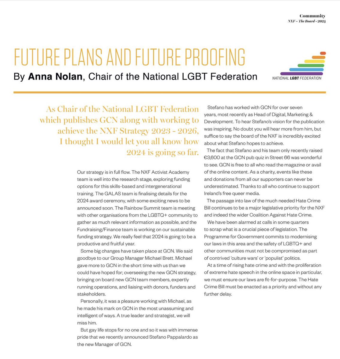 Writing in this month’s @GCNmag our chair @annanolan70 outlines some of the key work we are progressing. #AlotDoneMoreToDo 🏳️‍🌈🏳️‍⚧️