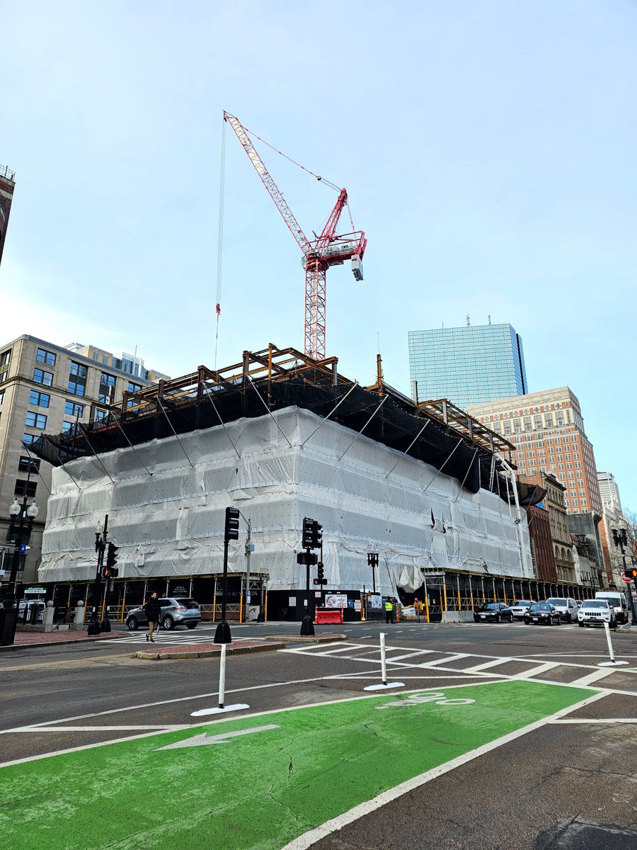 The site of the former Shreve, Crump & Low building, at the corner of Arlington and Boylston Street, was demolished and is being redeveloped into a nine-story building with office and retail uses and a below-grade parking garage for approximately 150 vehicles.