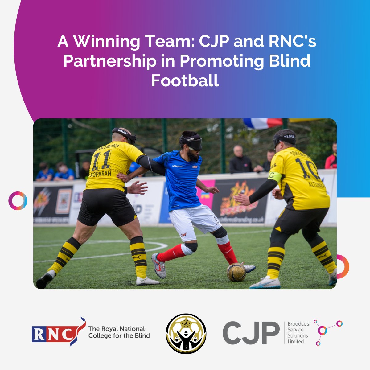 CJP partnered with @RNC_Hereford to cover the recent European Blind Football League tournament, highlighting the exceptional talent and dedication of blind footballers from prestigious European clubs.
 
Find out more: bit.ly/3wc5RLW 

#RNC #CJPBroadcast #BlindFootball