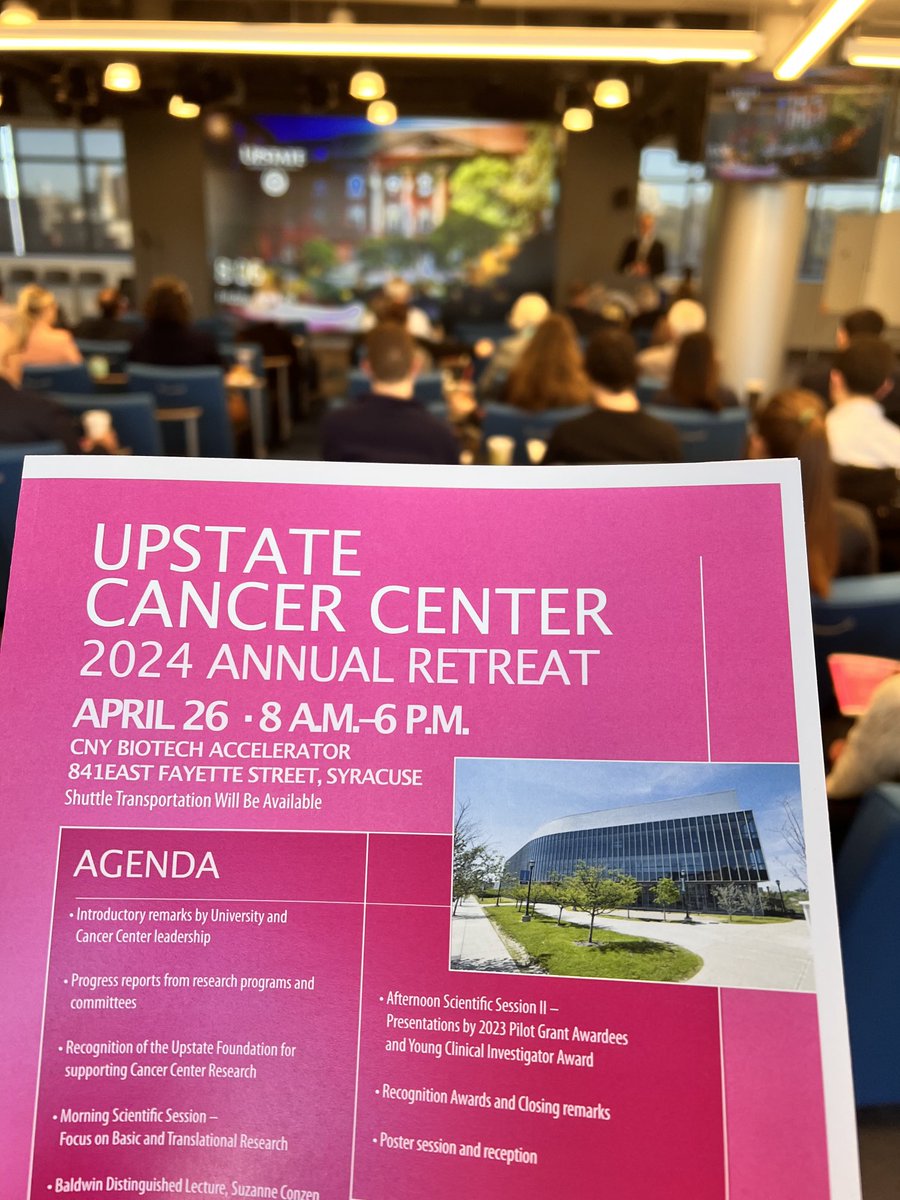 Starting now: Looking forward to a day hearing some of Upstate’s cancer research. @SUNY #upstatemedical
